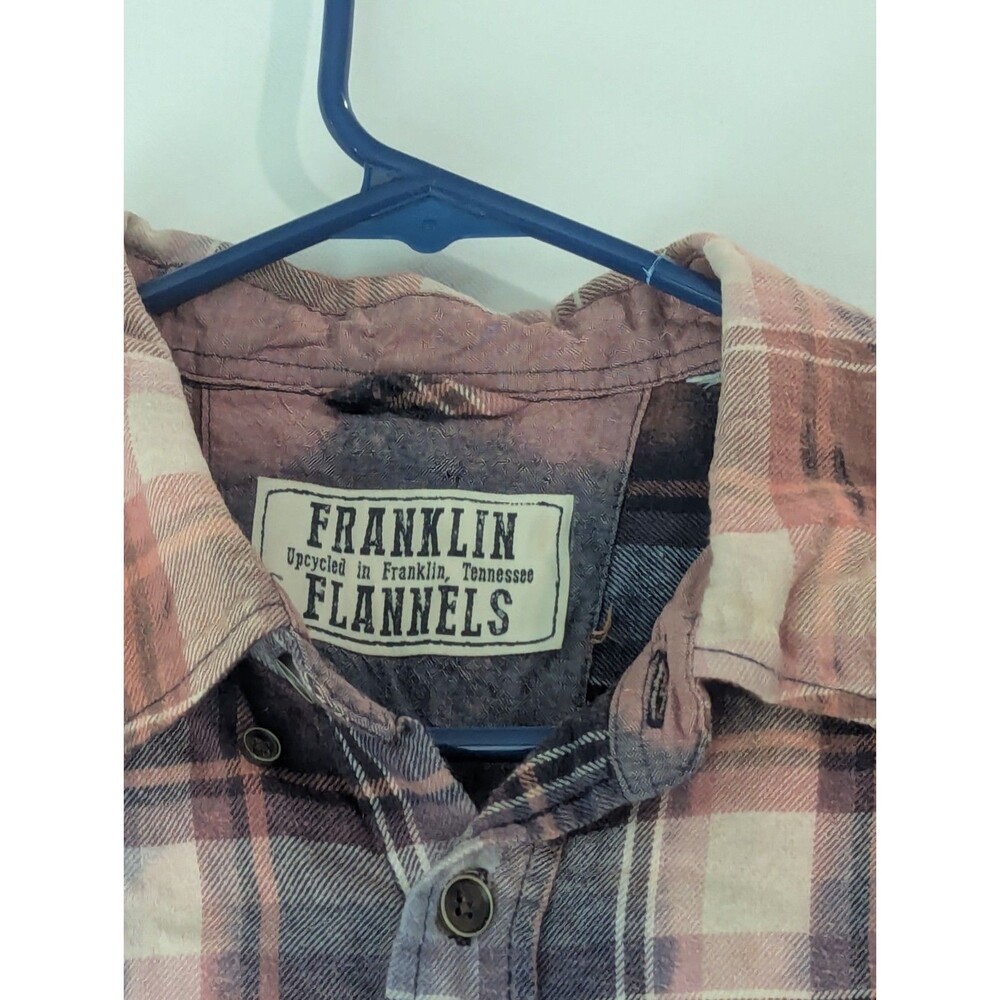 Franklin Flannels Long Sleeve Button Up Shirt Top Size M/L Cabincore Upcycled - Picture 3 of 8